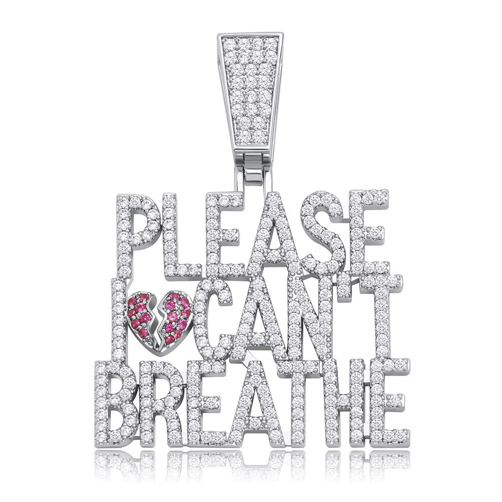 Hip Hop Letter Pendant Necklace with Zirconium Stones