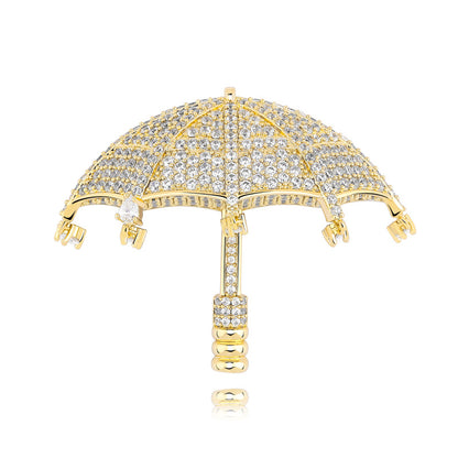 Hip Hop Umbrella Zircon Pendant Necklace