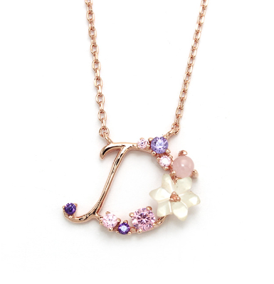 Shell Flower Alphabet Necklace in S925 Silver