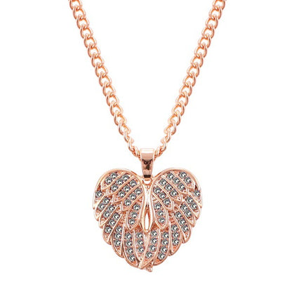 Angel Wing Pendant Necklace with Heart Shaped Design