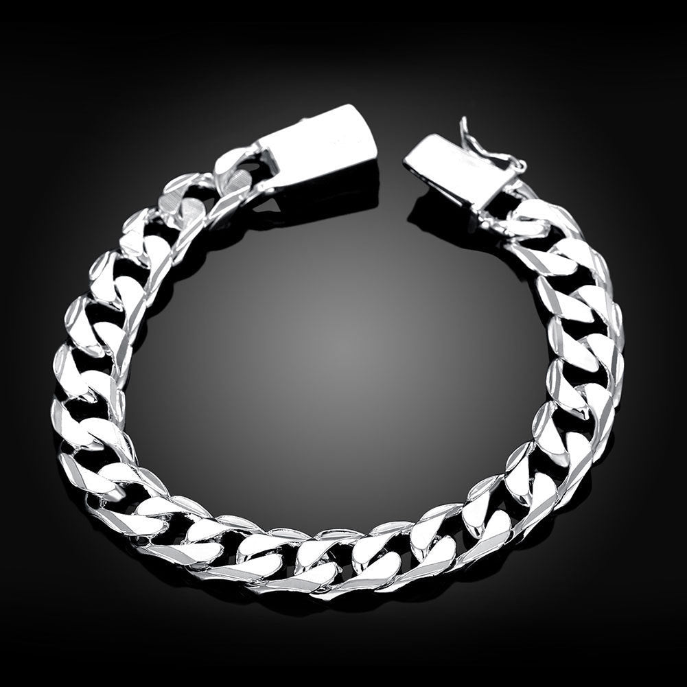 Men's 10MM Silver Side Pattern Bracelet Wholesale Jewelry