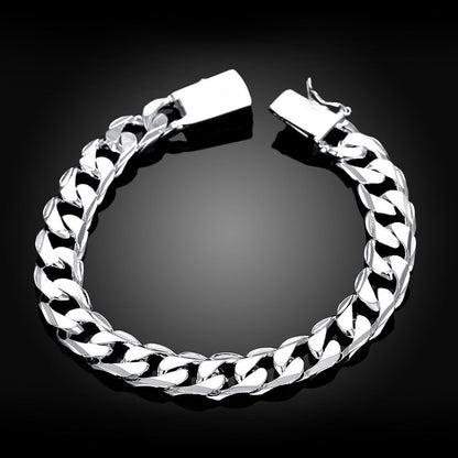 Men's 10MM Silver Side Pattern Bracelet Wholesale Jewelry