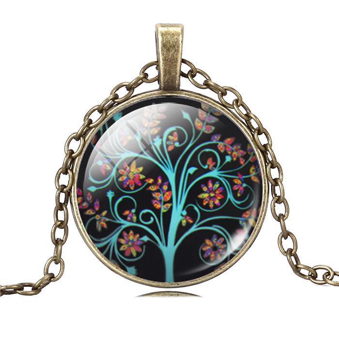 Tree of Life Necklace with Glass Art Pendant
