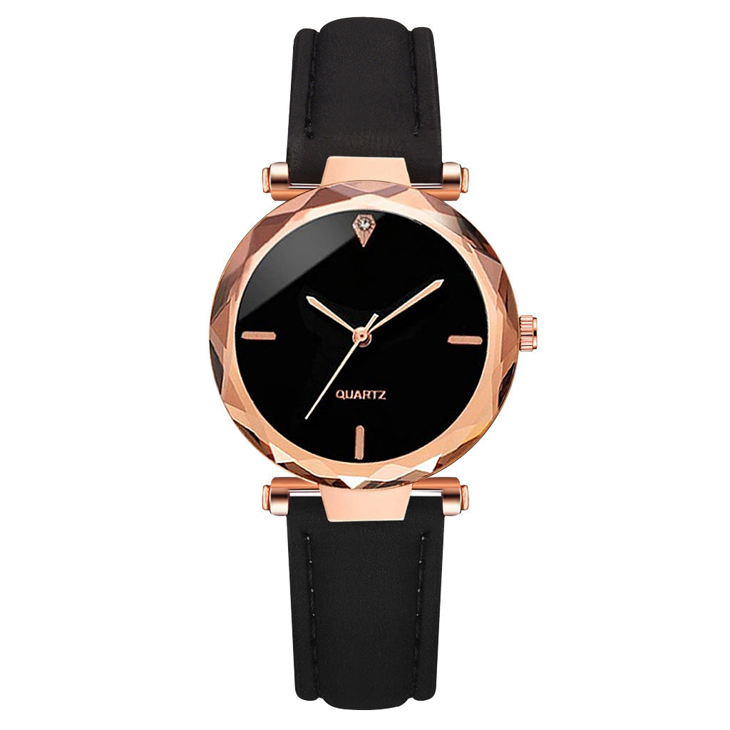 Fashionable Women's Casual Quartz Watch Set with Leather Band
