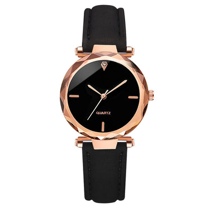Fashionable Women's Casual Quartz Watch Set with Leather Band