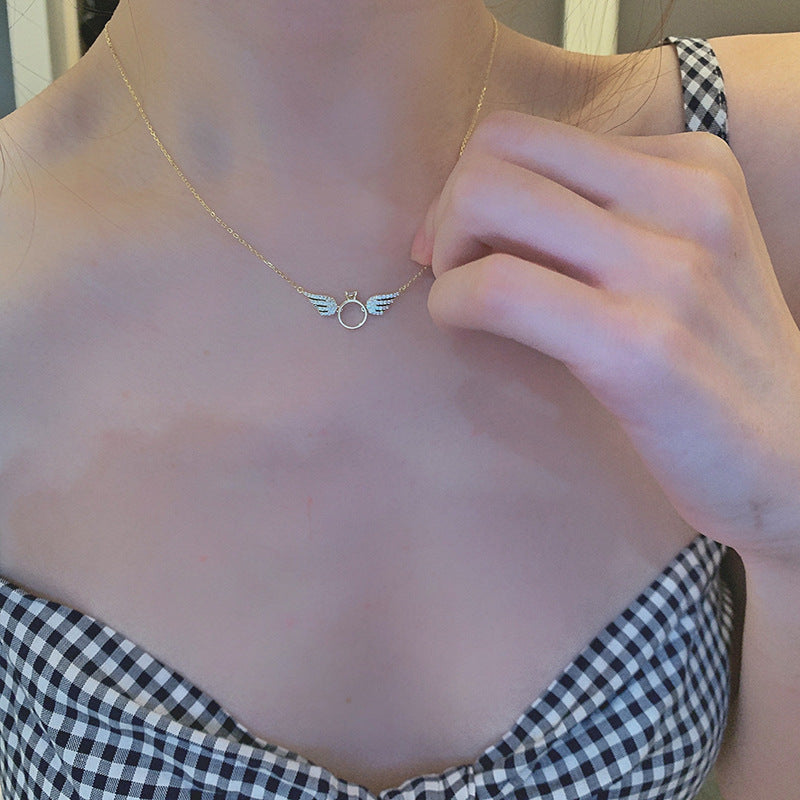 14K Gold Plated S925 Silver Angel Wing Necklace