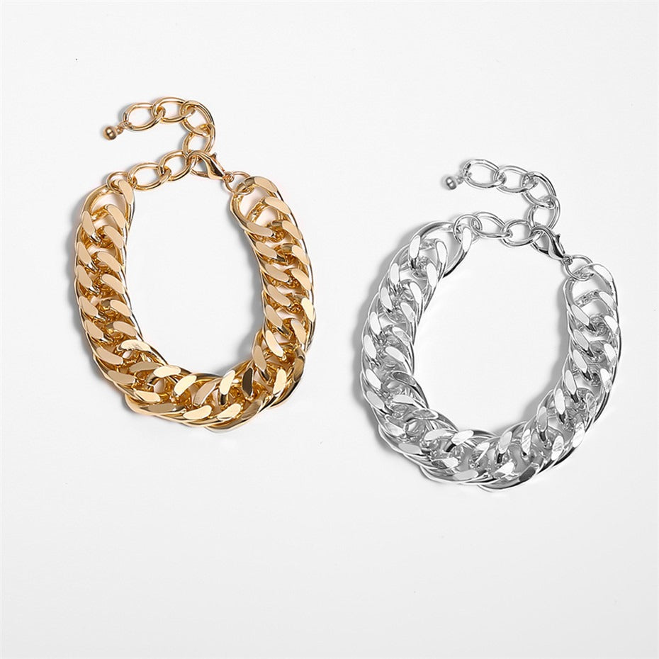 Cuban Curb Punk Gold Bracelet Necklace