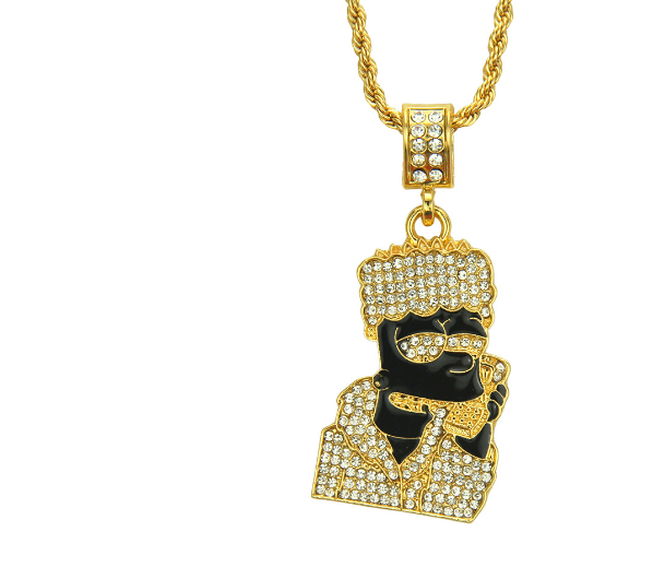 Hip Hop Cartoon Character Necklace with Rhinestones