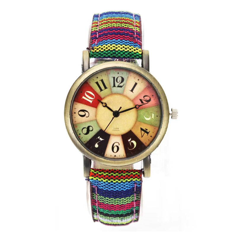 Fashionable Women's Quartz Watch with Denim Strap