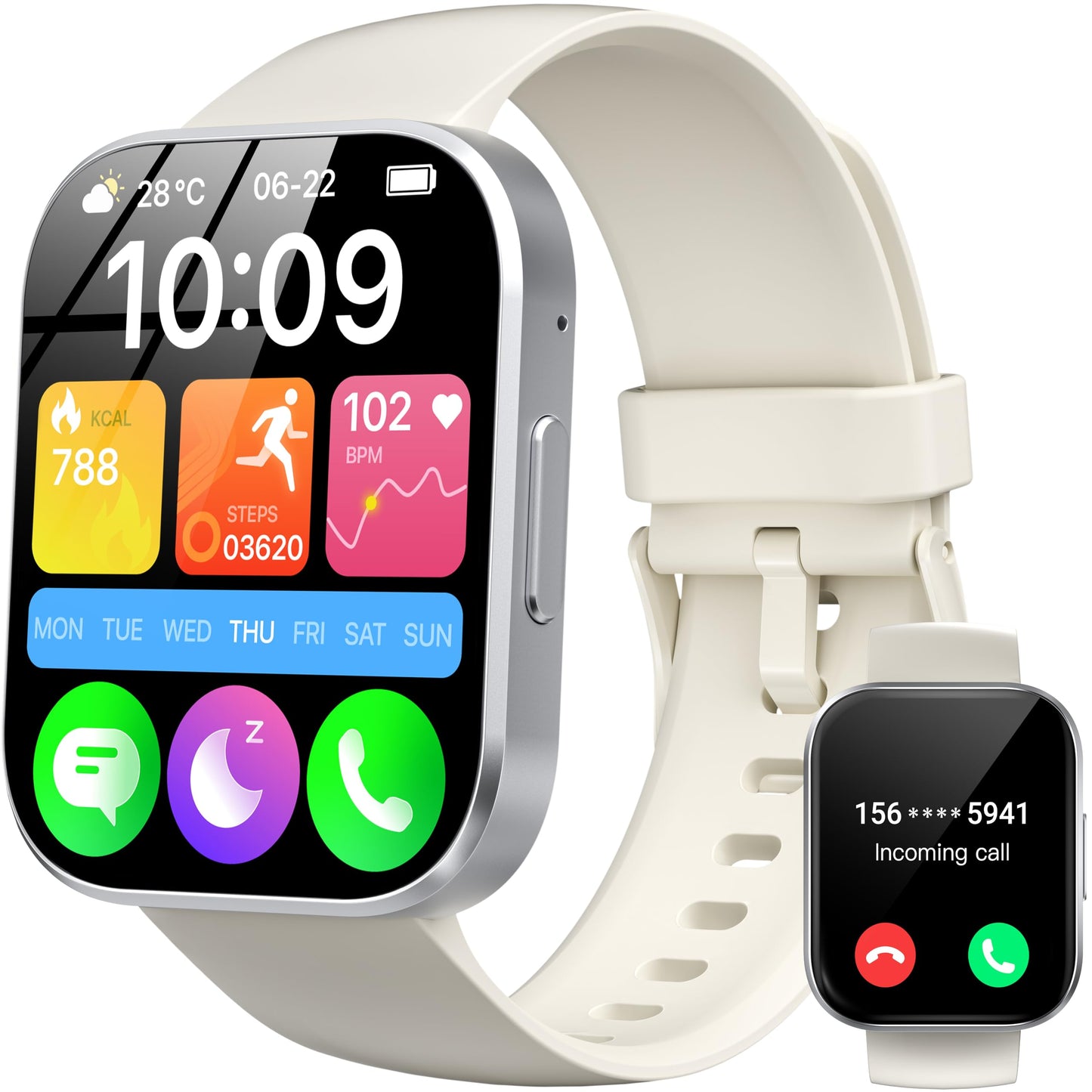 OUKITEL Smart Watch(Answer/Make Call) 1.91" HD Smartwatches for Men Women Fitness Tracker with Heart Rate Sleep SpO2 Monitor IP68 Waterproof 100+Sport Mode Fitness Watch for Android iOS