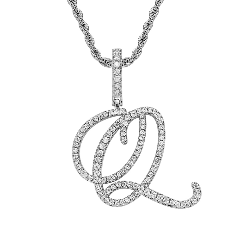 Hip-Hop Cursive Letter Pendant Necklace