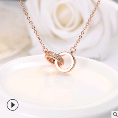 Fashionable 925 Silver Double Heart Necklace