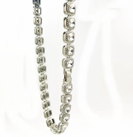 Men's Hip Hop Square Glass Cuban Chain