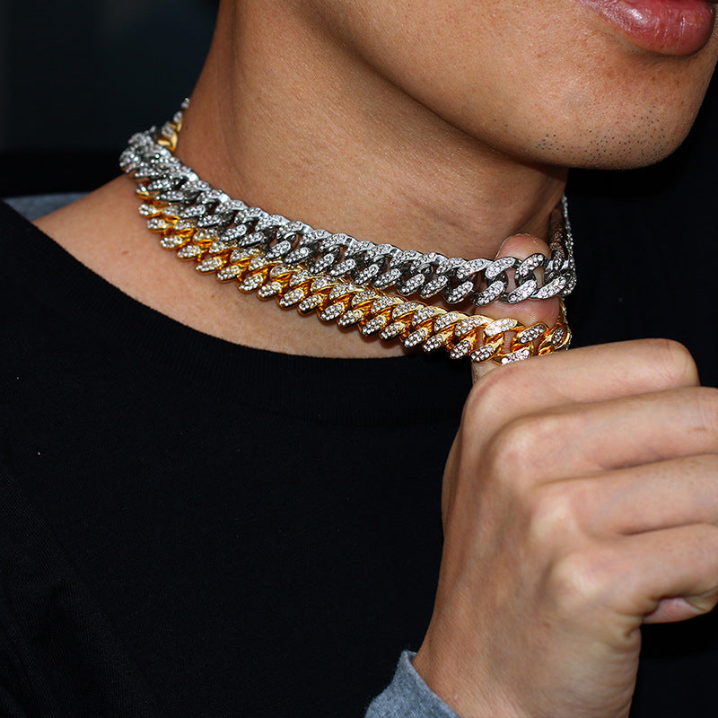 Hip-Hop Alloy Necklace with 12mm Wide Butterfly Clasp