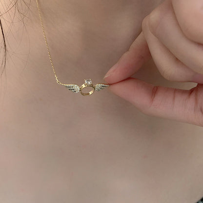 14K Gold Plated S925 Silver Angel Wing Necklace
