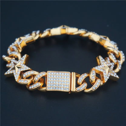 Hipster Five-Pointed Star Cuban Link Bracelet