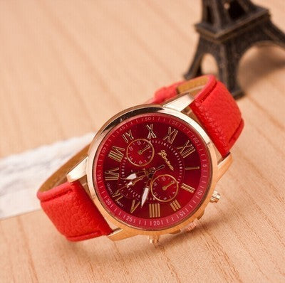Women's Leather Strap Roman Numeral Watch for All