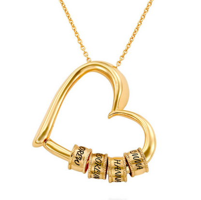 Heart Love Beaded Pendant Necklace,