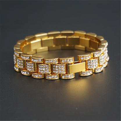 Hip Hop Men's Cuban Chain Bracelet and Watch Band