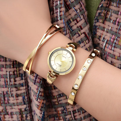 3-Piece Bracelet and Quartz Watch Set for Women
