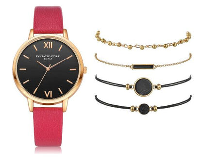 Lvpai Women's Minimalist Quartz Watch and Bracelet Set