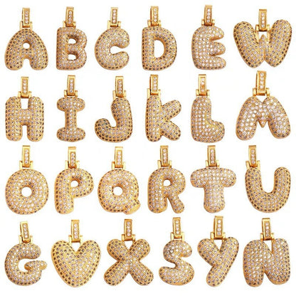 Hip Hop Letter Pendant Necklace with Zircon for Women