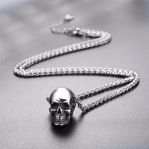 Punk Skull Pendant, Vintage Hip Hop Necklace