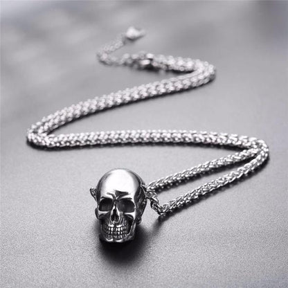 Punk Skull Pendant, Vintage Hip Hop Necklace
