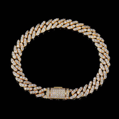 8mm Single Row Cuban Bracelet with Flip Buckle