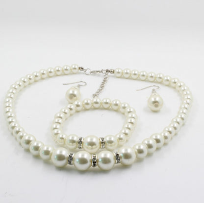 Bridal Decoration Set with Pearl Necklace, Earrings, Bracelet