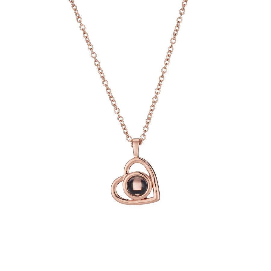 S925 Silver Heart Necklace with Custom Photo Pendant