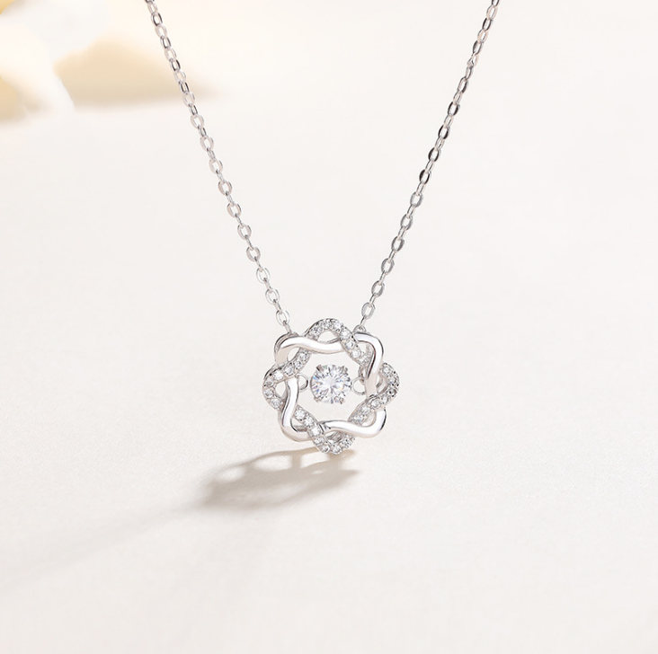S925 Silver Necklace with Sparkling Heart Pendant