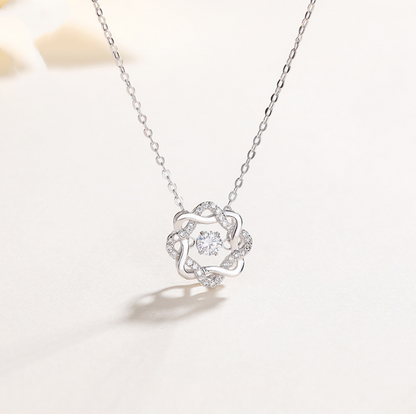 S925 Silver Necklace with Sparkling Heart Pendant