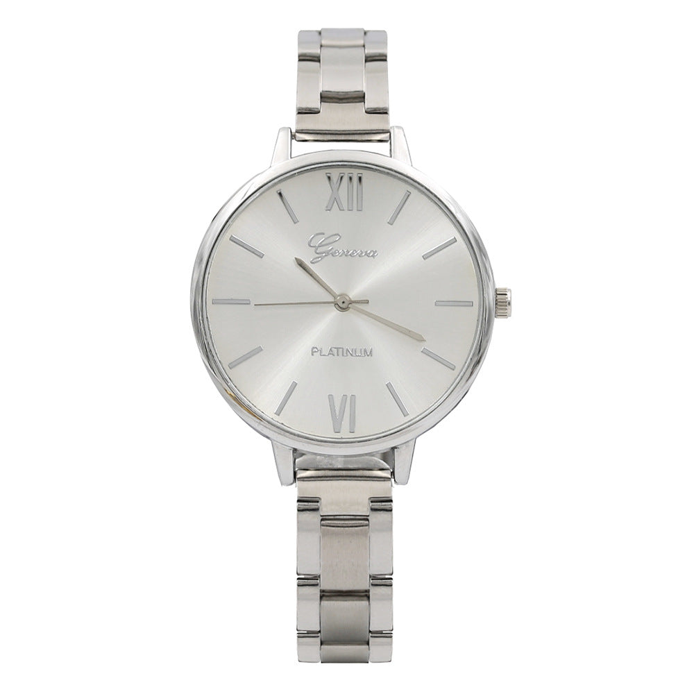 12-Crystal Steel Band Women's Fashion Quartz Watch