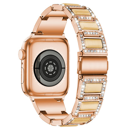 Opal Three Beads Diamond-Studded Stainless Steel Watch