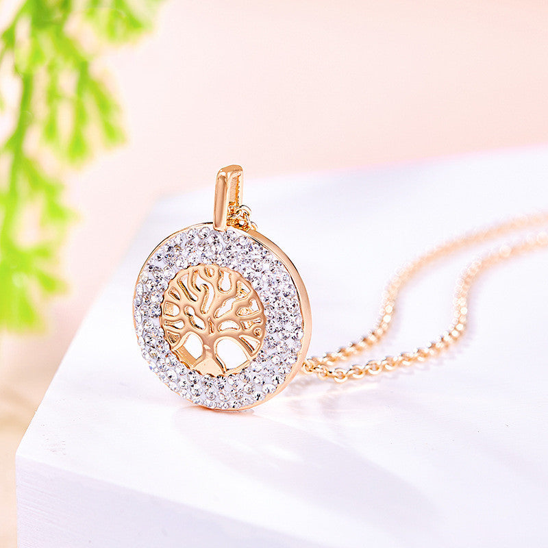 Tree of Life Necklace with Hollow Design and Rose Gold