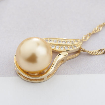 Sterling Silver Pearl Pendant Necklace with Diamonds