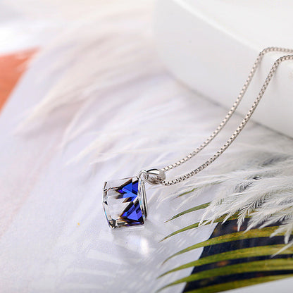S925 Silver Austrian Crystal Love Cube Necklace