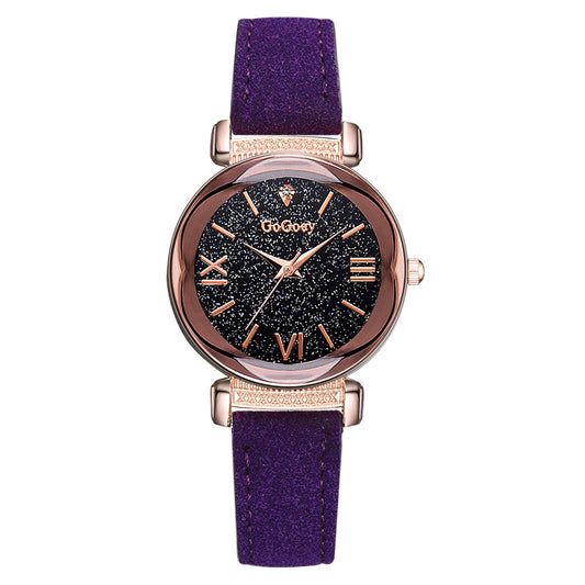 Starry Sky Women's Quartz Watch with Diamond Accents