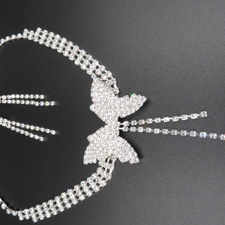 Bridal Jewelry Set with Rhinestone Necklace and Earrings