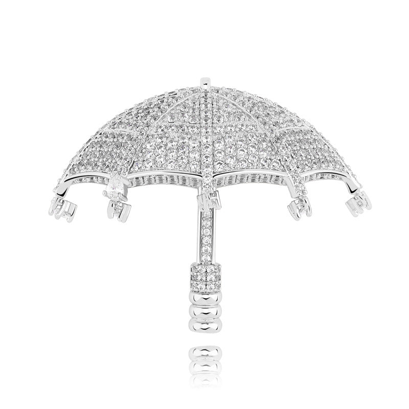 Hip Hop Umbrella Zircon Pendant Necklace