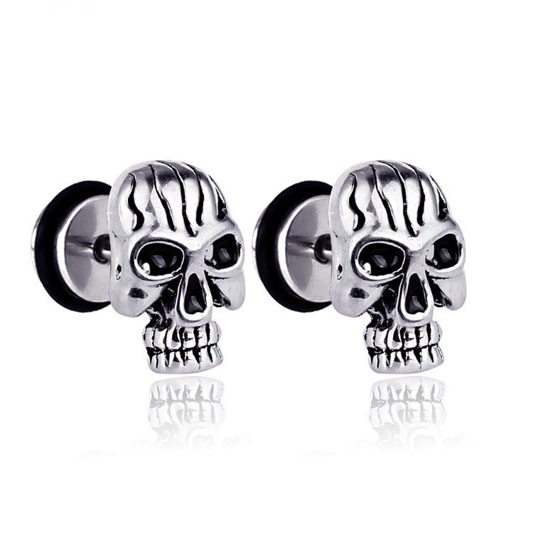 Titanium Steel Vintage Skull Punk Hip-Hop Earrings