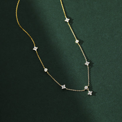 Luxury Four-leaf Clover Zircon Chain Necklace for Women