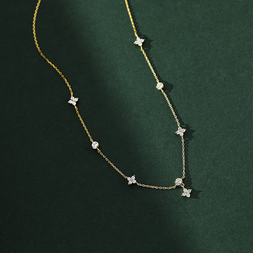 Luxury Four-leaf Clover Zircon Chain Necklace for Women
