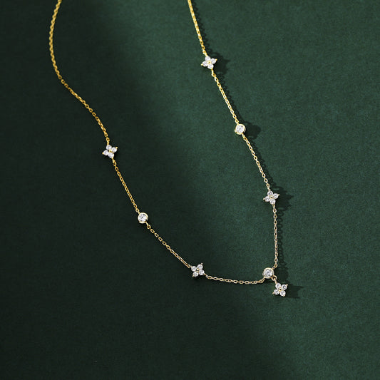 Luxury Four-leaf Clover Zircon Chain Necklace for Women