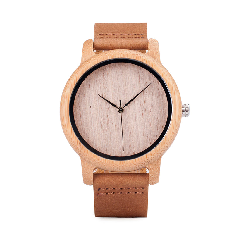 BOBO BIRD Bamboo Wood Watch with Genuine Leather Strap