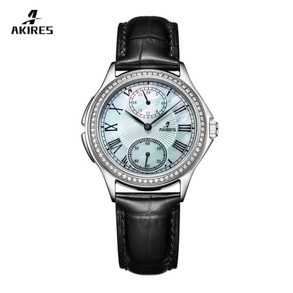 Stylish Women's Stainless Steel Quartz Watch with Leather Band