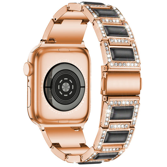 Opal Three Beads Diamond-Studded Stainless Steel Watch