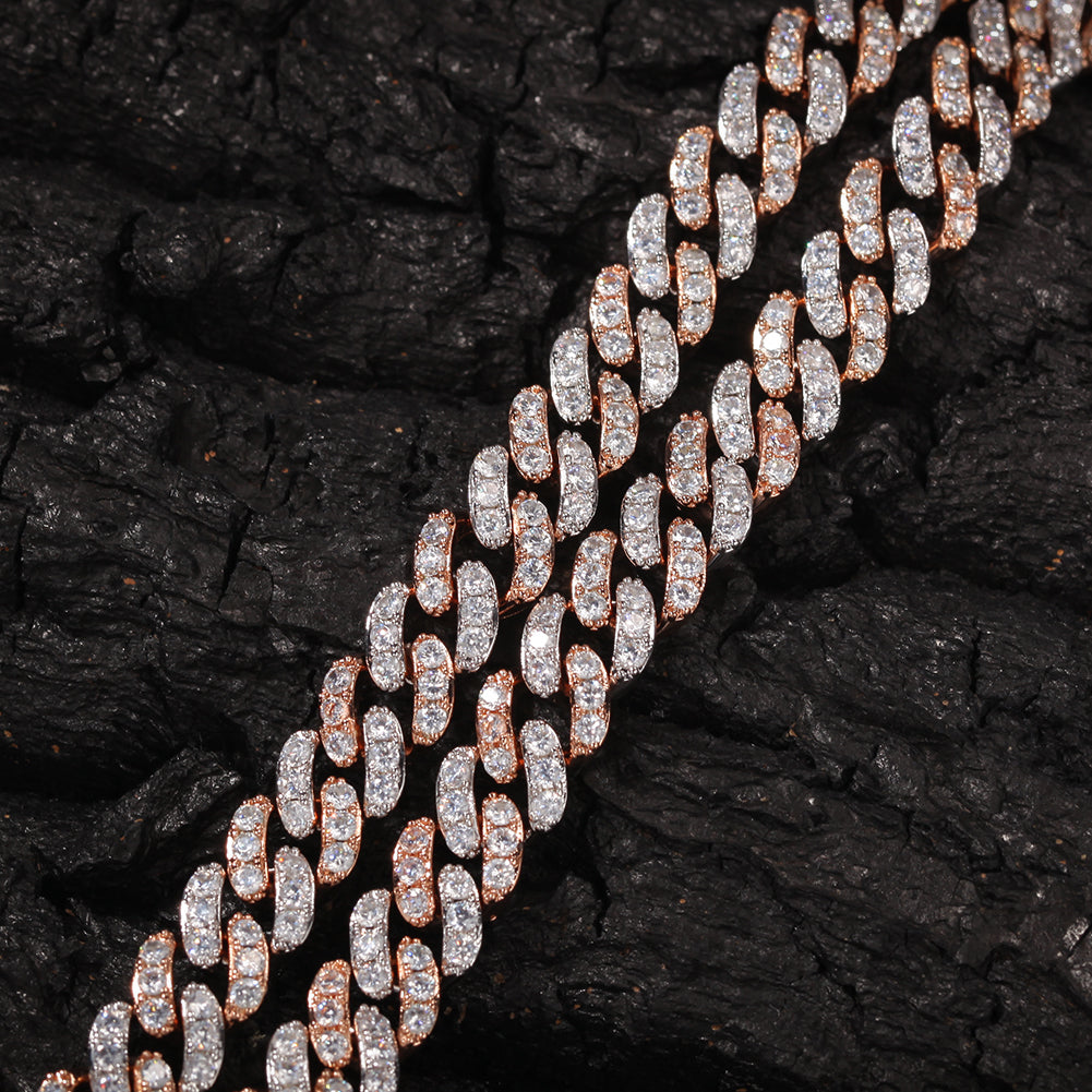 8mm Micro-Paved Pink Zircon Cuban Chain Necklace
