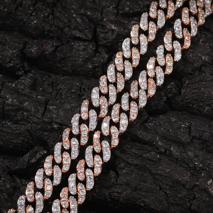 8mm Micro-Paved Pink Zircon Cuban Chain Necklace